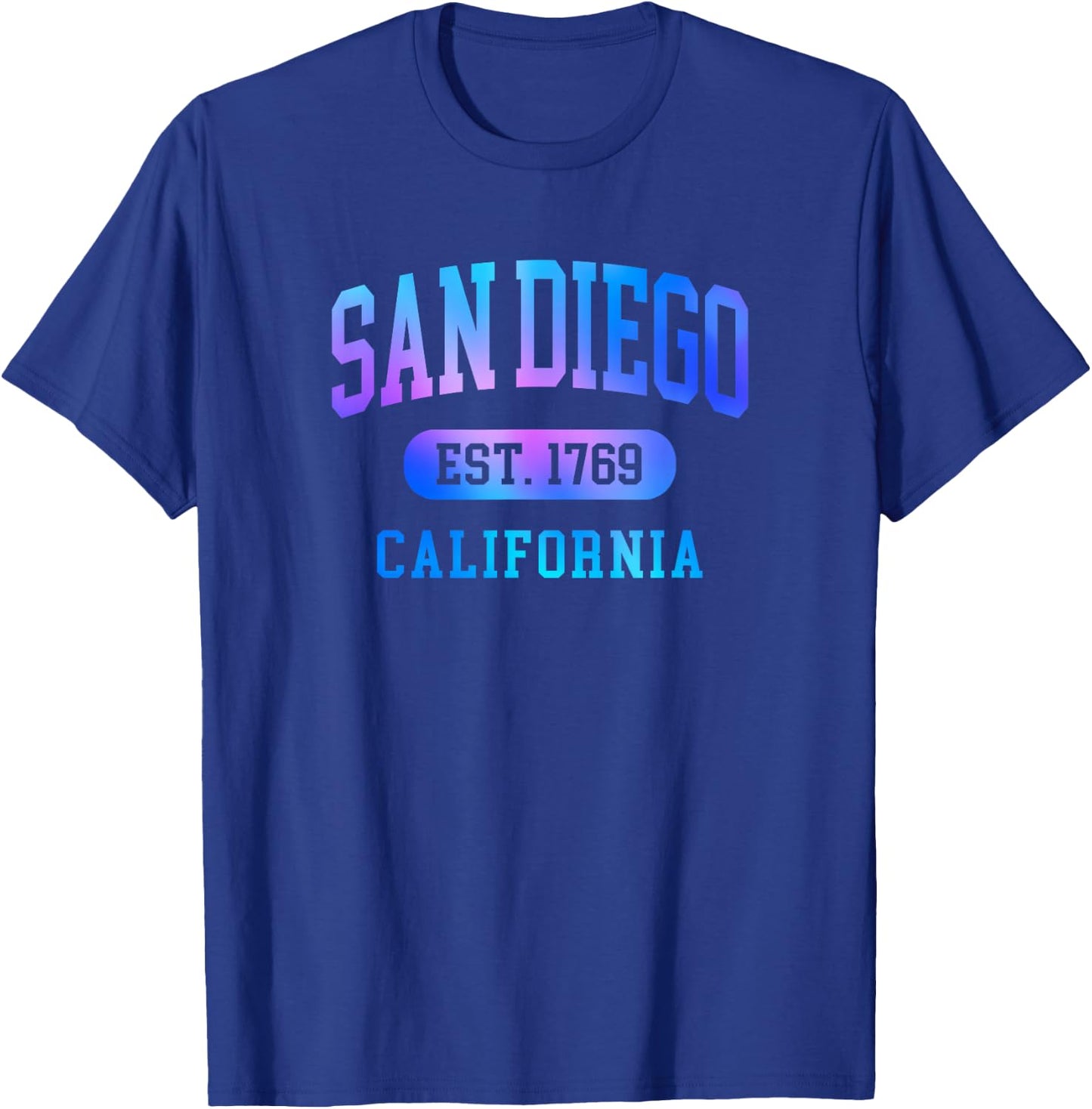 San Diego California 1769 Arched Text Colorful Boys Girls T-Shirt - T-Shirt | Royal