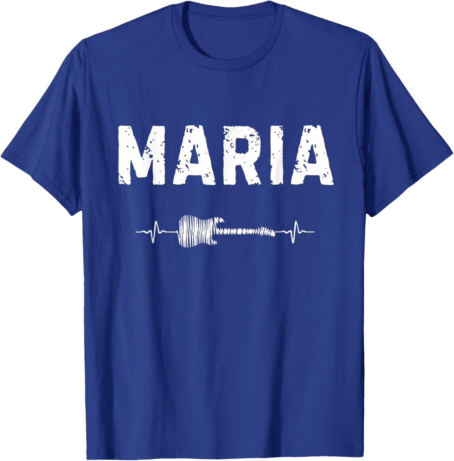 Maria Guitar Heartbeat Music Guitarist Retro Vintage T-Shirt - T-Shirt | Royal