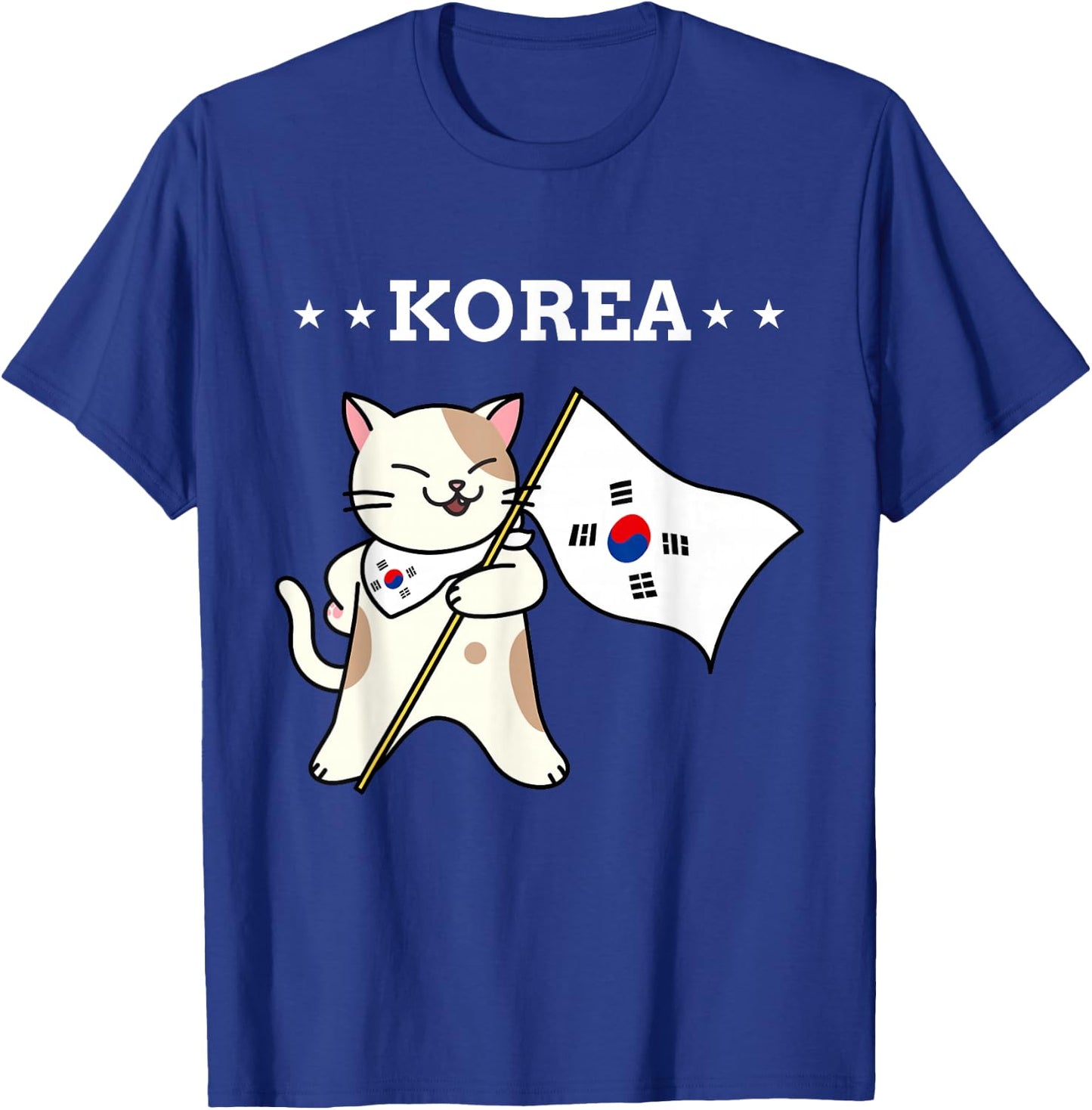 Korean Flag & Cat | South Korea T-Shirt - T-Shirt | Royal