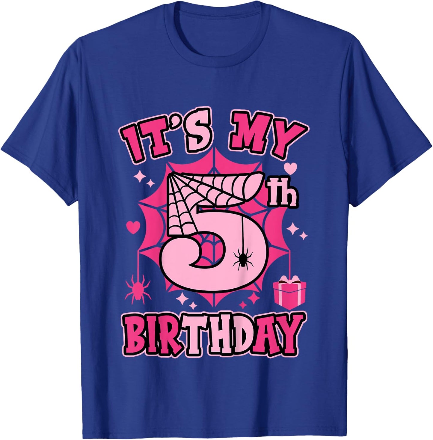 Kids It's My 5th Birthday Spider Girl Costume Party 5 Year Old T-Shirt - T-Shirt | Royal