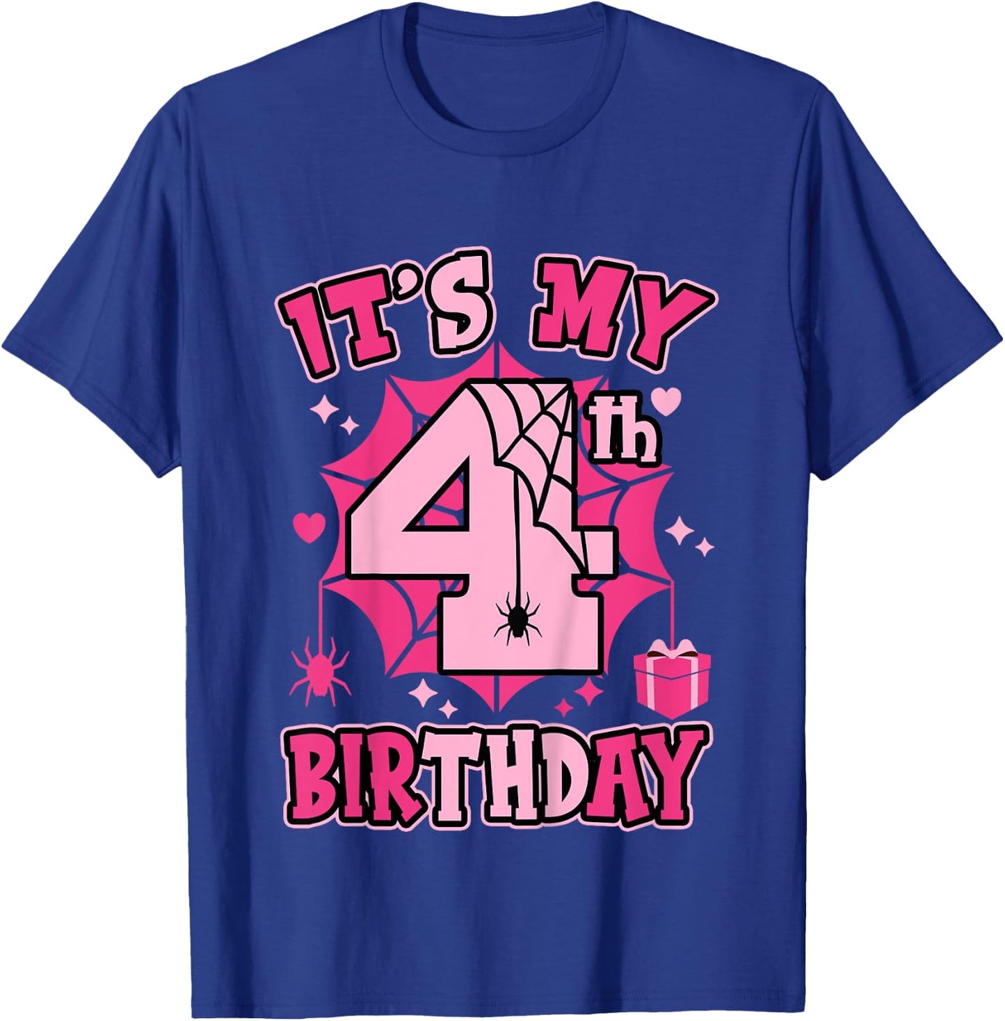 Kids It's My 4th Birthday Spider Girl Costume Party 4 Year Old T-Shirt - T-Shirt | Royal