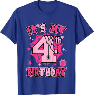 Kids It's My 4th Birthday Spider Girl Costume Party 4 Year Old T-Shirt - T-Shirt | Royal