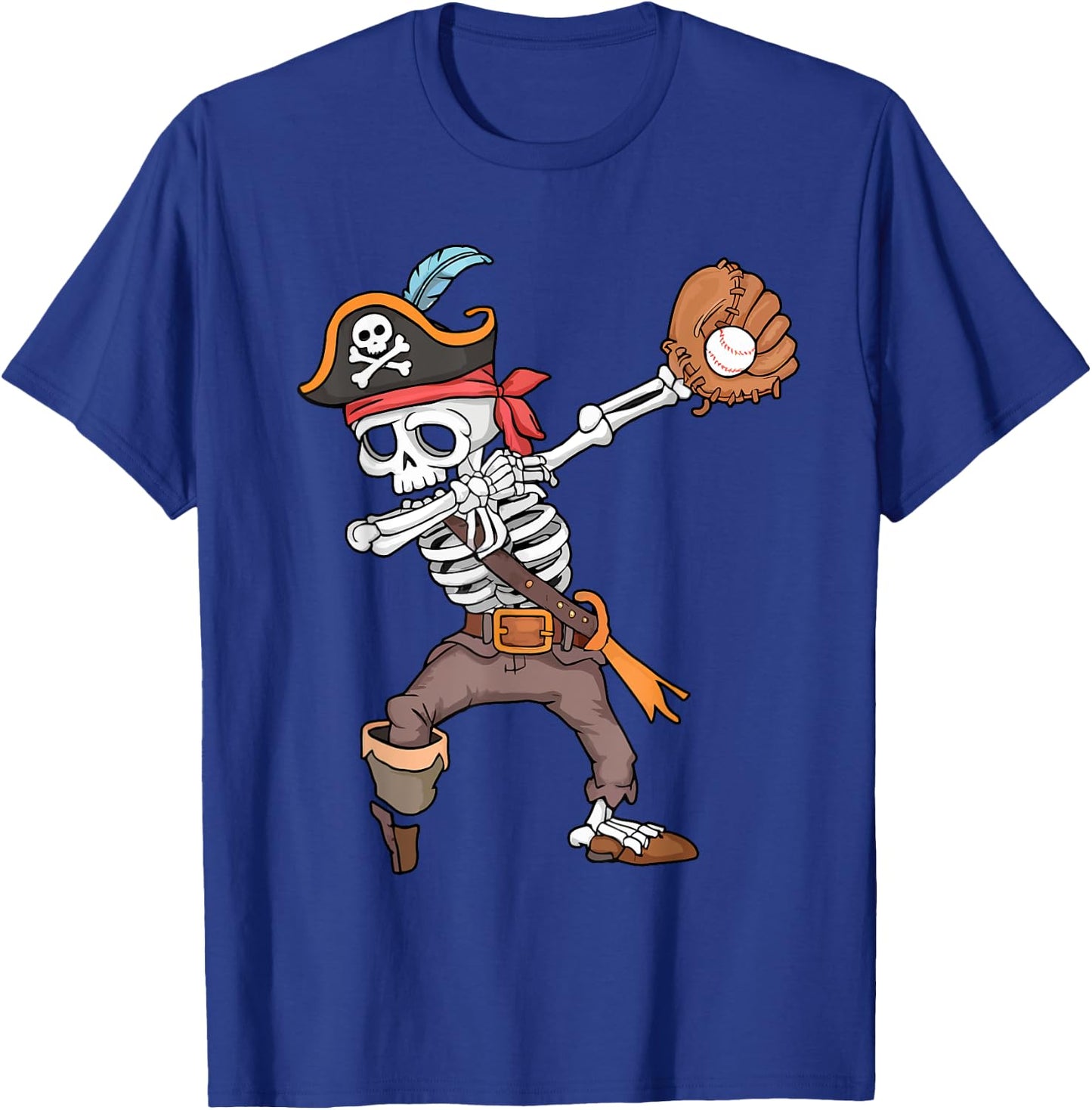 Baseball Halloween Dabbing Skeleton Pirate Dab Men Boys Kids T-Shirt - T-Shirt | Royal