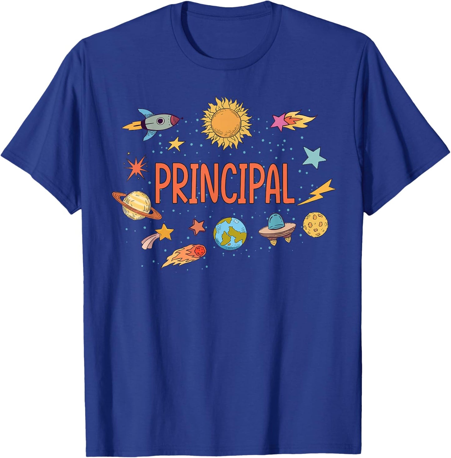 Principal Rocket Blast Off Outer Space Teacher Men Women Kids T-Shirt - T-Shirt | Royal
