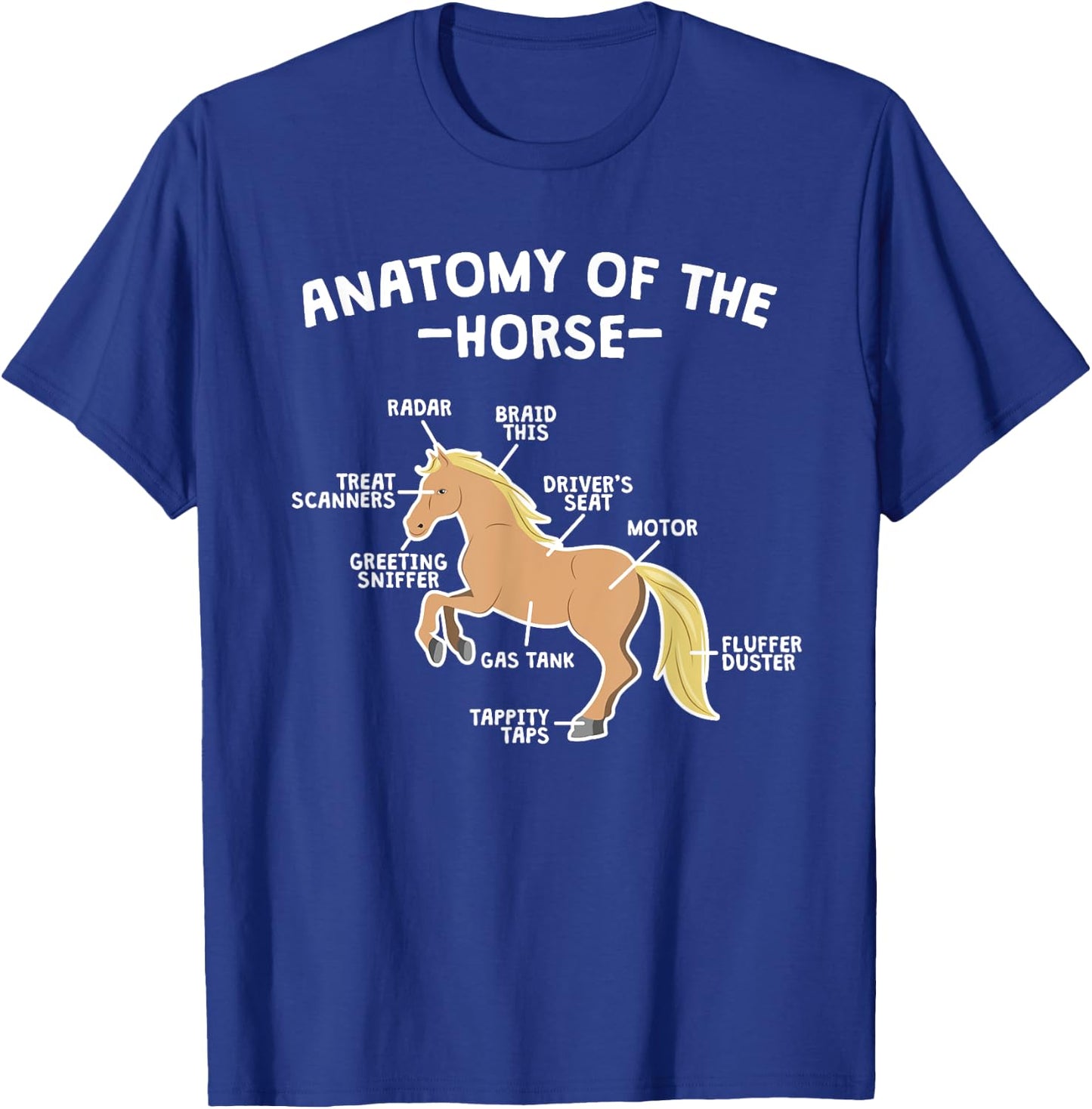 Horse Pun Anatomy Of Horse Horseback Riding Equestrian Quote T-Shirt - T-Shirt | Royal