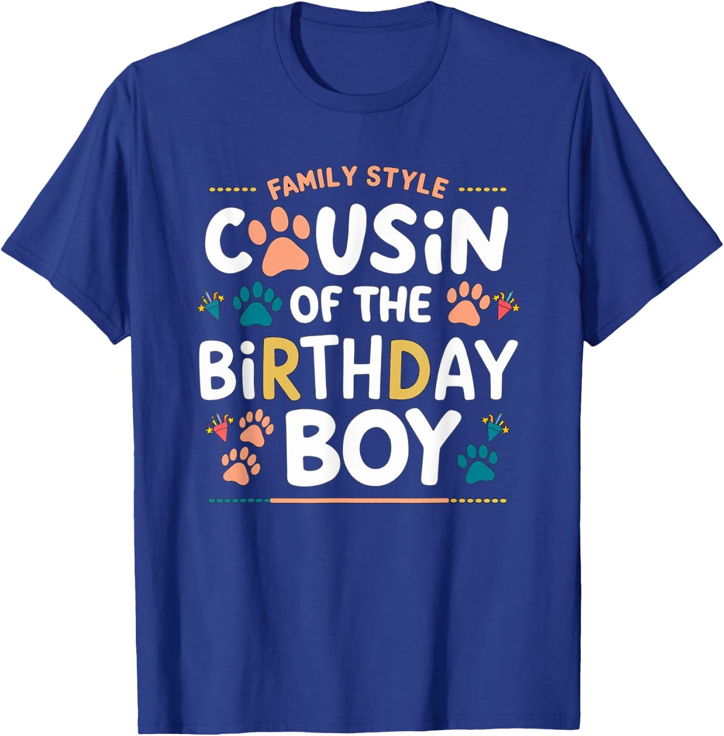 Cousin of the Birthday Boy Dog Paw Family Matching T-Shirt - T-Shirt | Royal