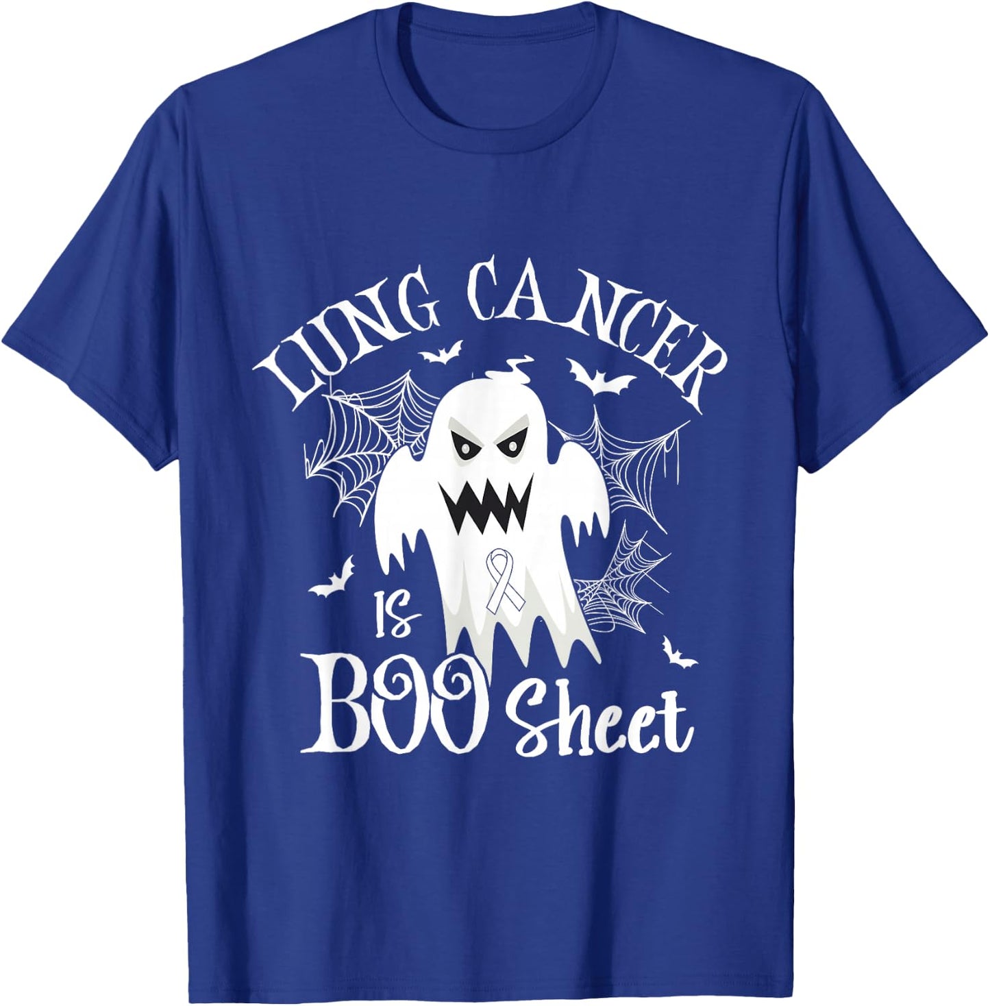 Lung cancer Is Boo Sheet White Ribbon Halloween Costume T-Shirt - T-Shirt | Royal