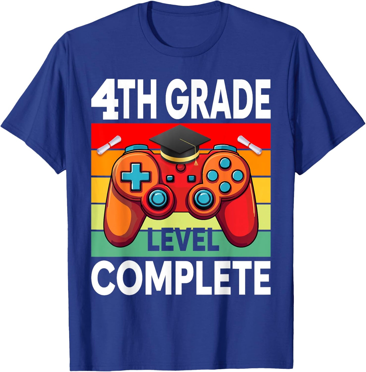 4th Grade Level Complete Gamer Class Of 2024 Graduation T-Shirt - T-Shirt | Royal