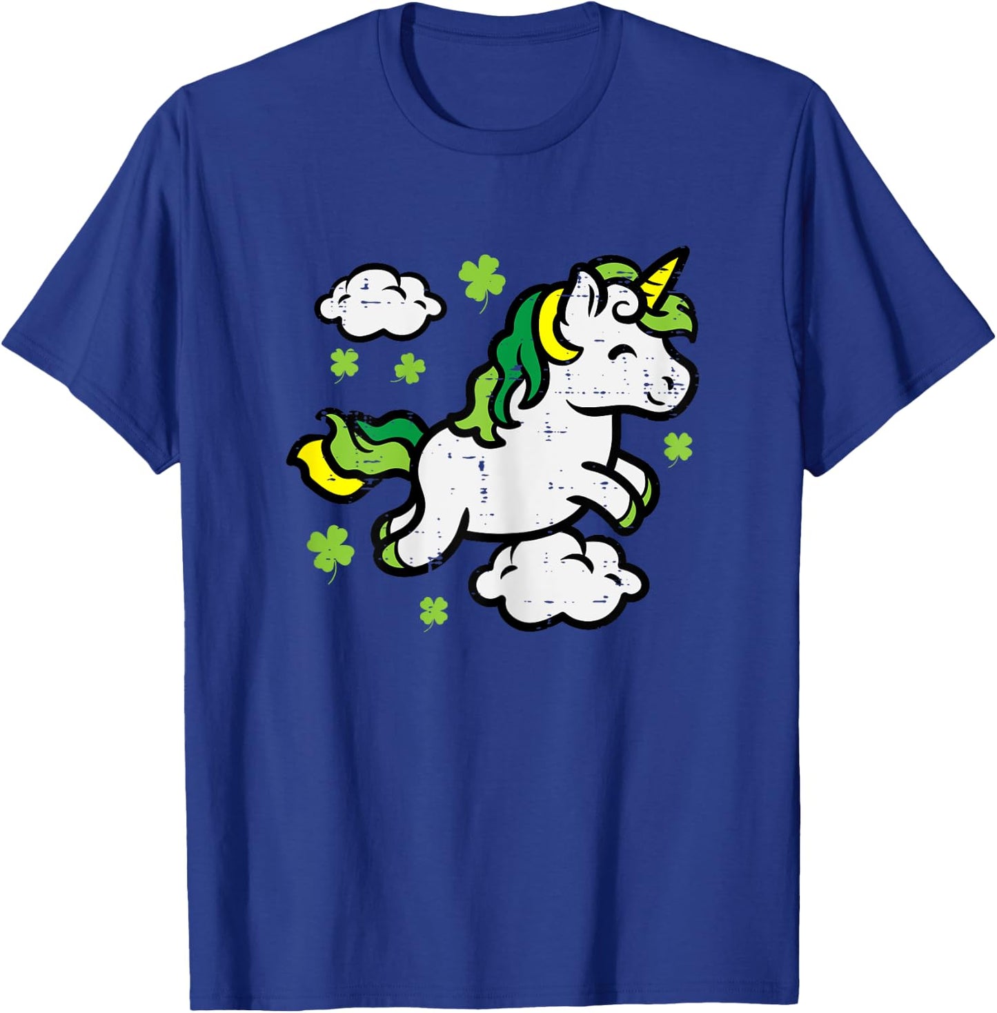 St Patricks Day Unicorn Shamrocks Saint Pattys Girls Kids T-Shirt - T-Shirt | Royal