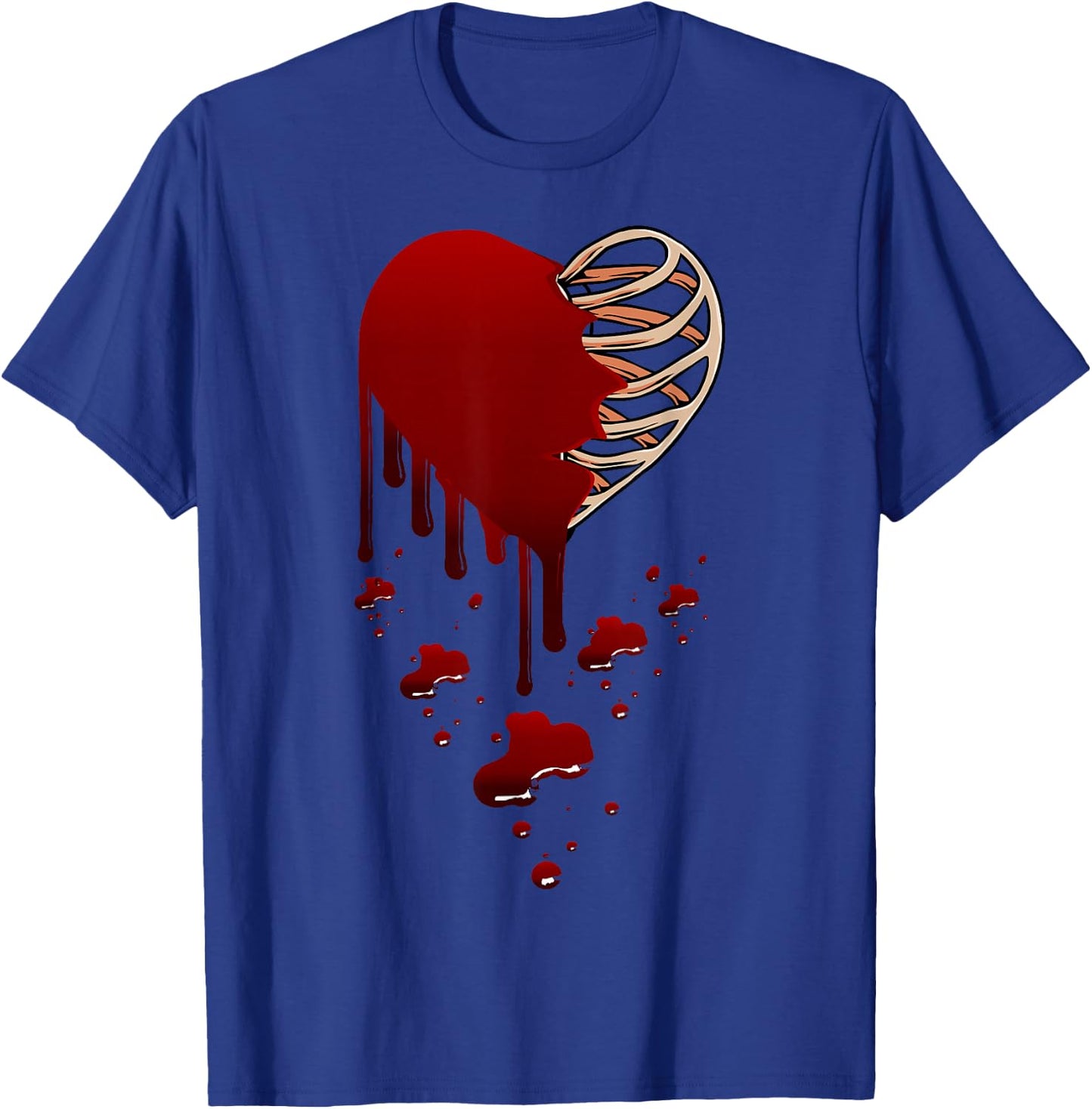 Crazy Love Skeleton Blood Injected Heart Valentine's Greeting T-Shirt - T-Shirt | Royal