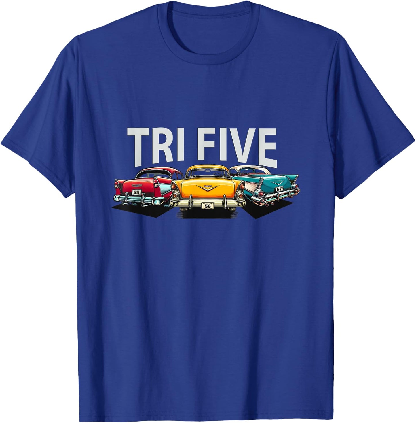 Vintage Tri Five Bel Air, Retro Classic Cars 1955 1956 1957 T-Shirt - T-Shirt | Royal