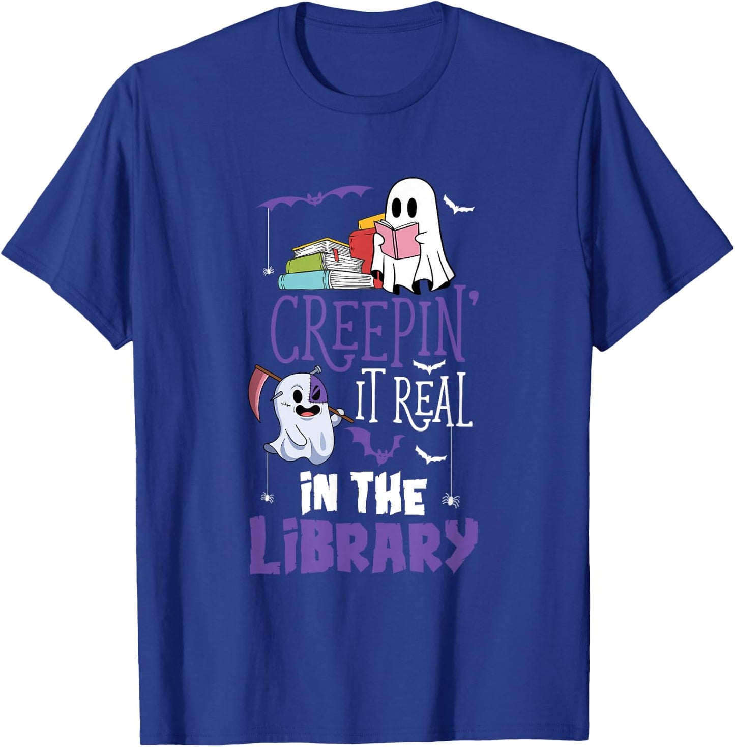 Scary Librarian Reading Teacher Book Lover Halloween Library T-Shirt - T-Shirt | Royal