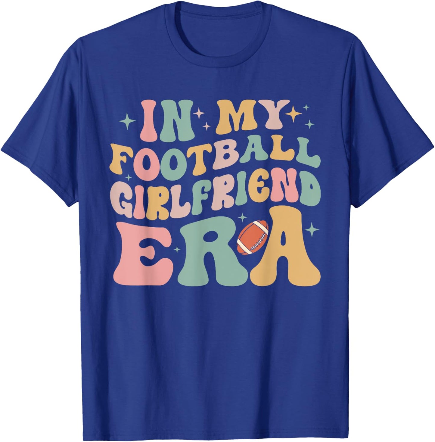 In My Football Girlfriend Era Retro Groovy Football Black, Multicolor Small -Adults T-Shirt - T-Shirt | Royal