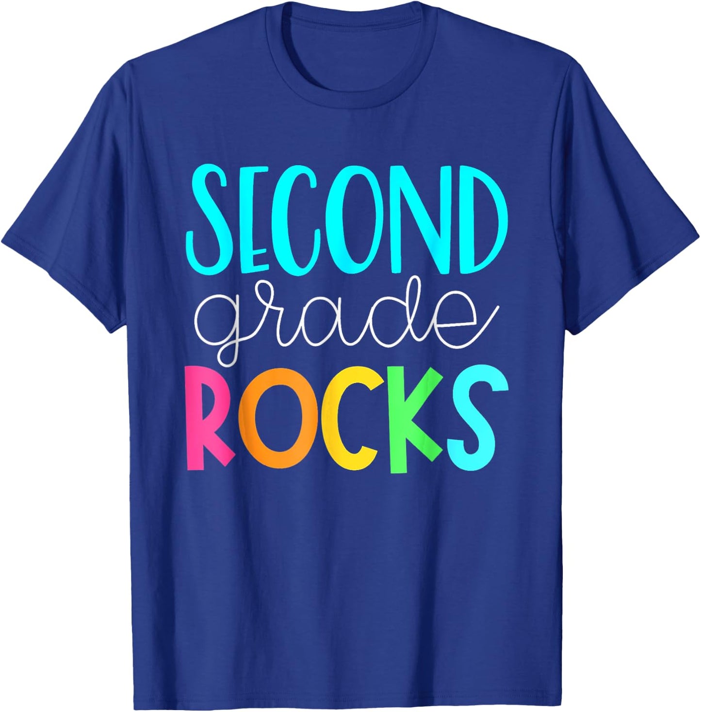 2nd grade rocks rocking 2nd grade teacher Women Girls Kids T-Shirt - T-Shirt | Royal