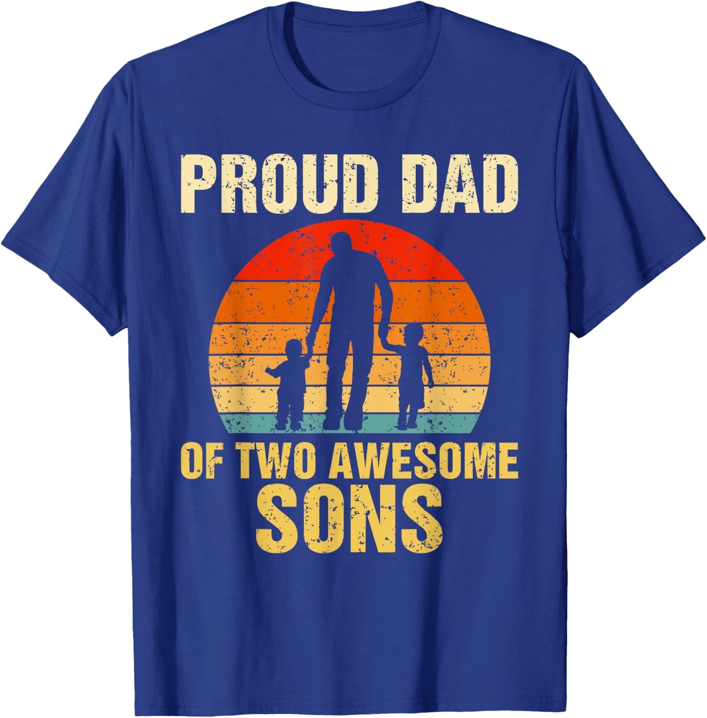 Proud Dad Of Two Awesome Sons Dad of 2 Two Boys Best Father T-Shirt - T-Shirt | Royal