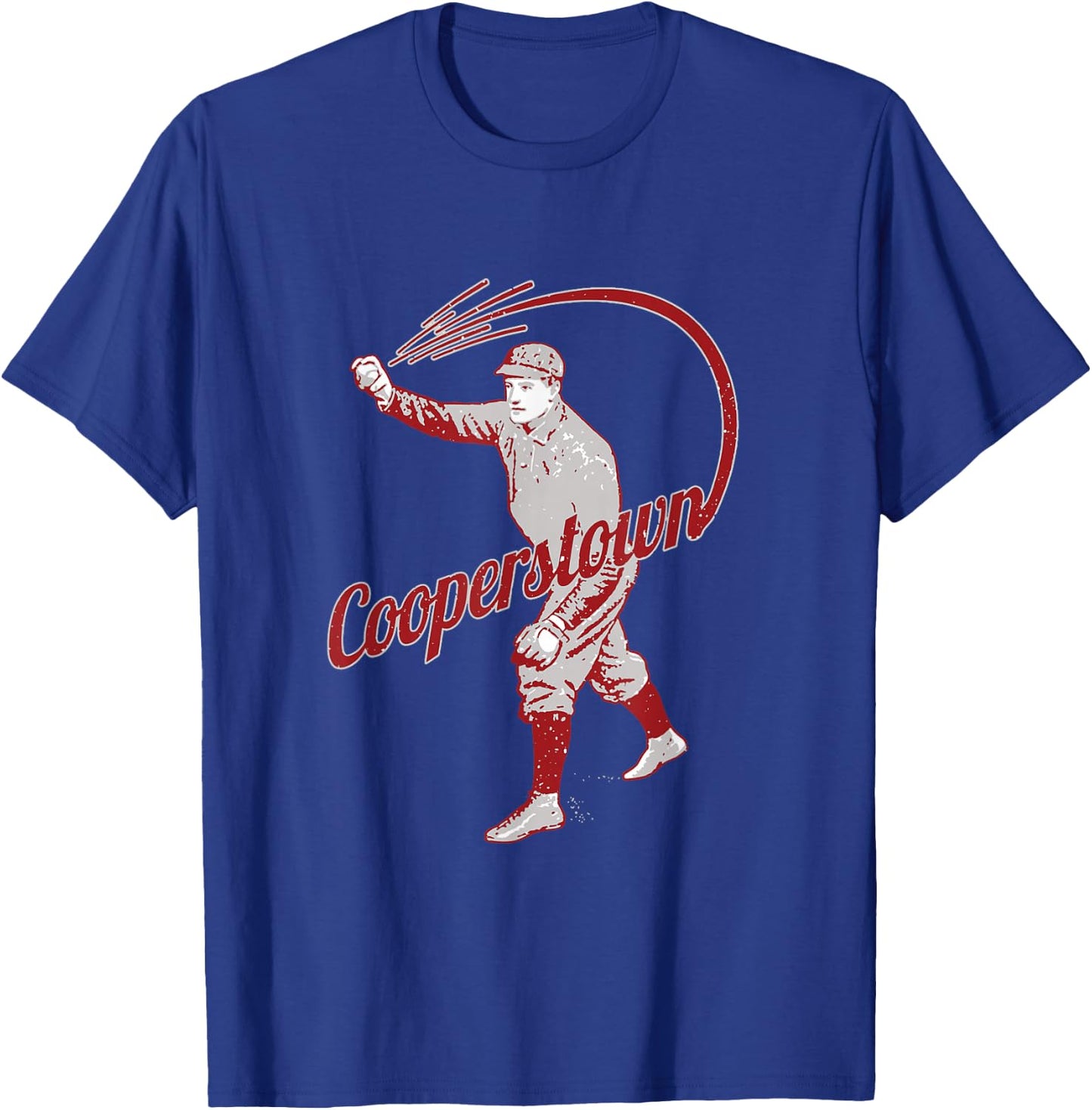 Vintage Baseball Player Cooperstown New York Retro Souvenir T-Shirt - T-Shirt | Royal