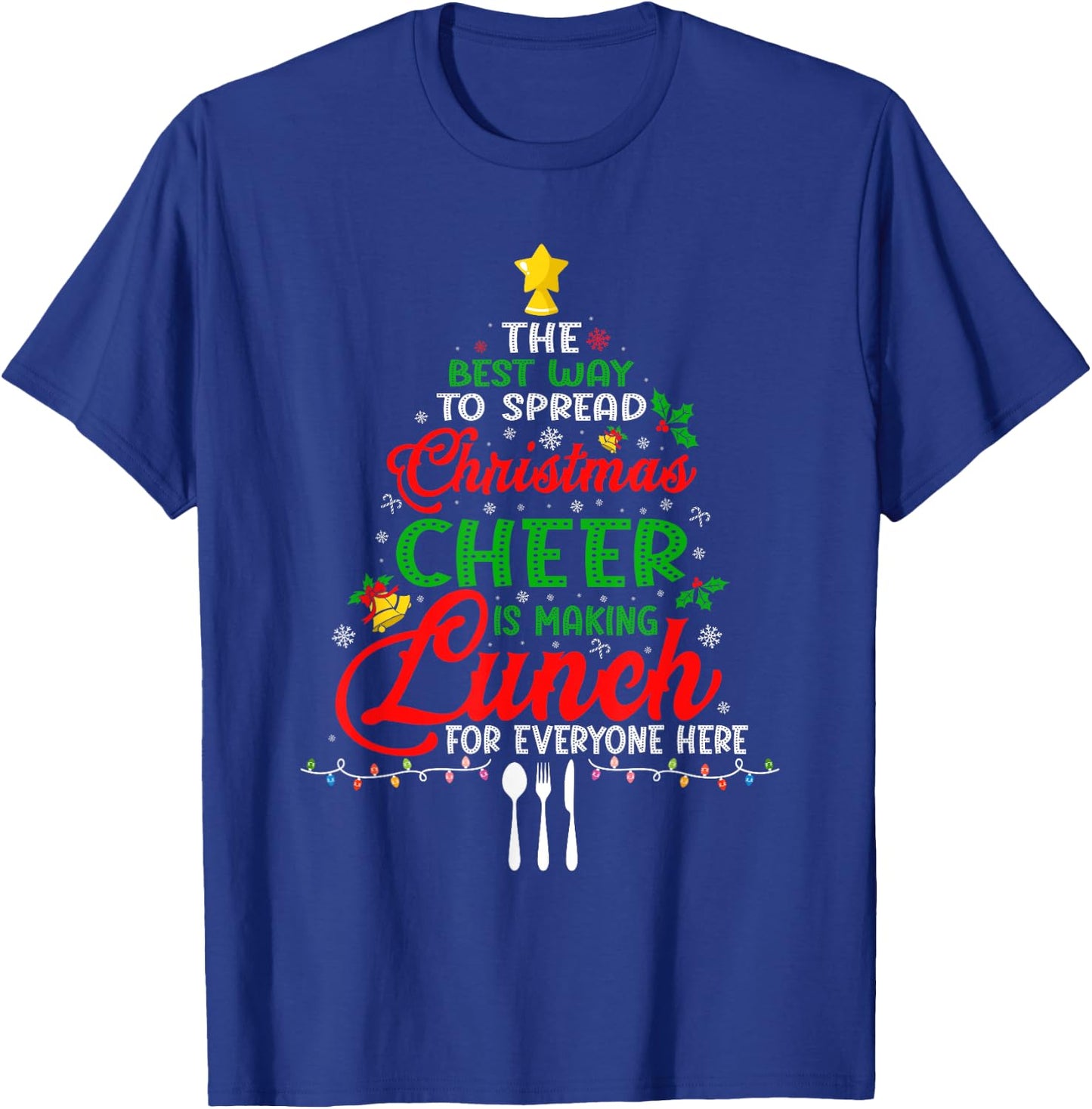 Lunch Lady Christmas XMas School Cafeteria Lunch Lady Tree T-Shirt - T-Shirt | Royal