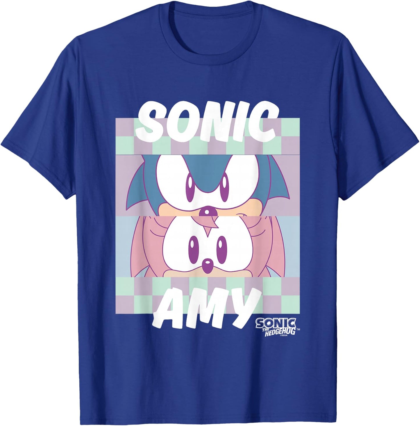 Sonic The Hedgehog Sonic & Amy Eyes Closeup Panels Retro T-Shirt - T-Shirt | Royal