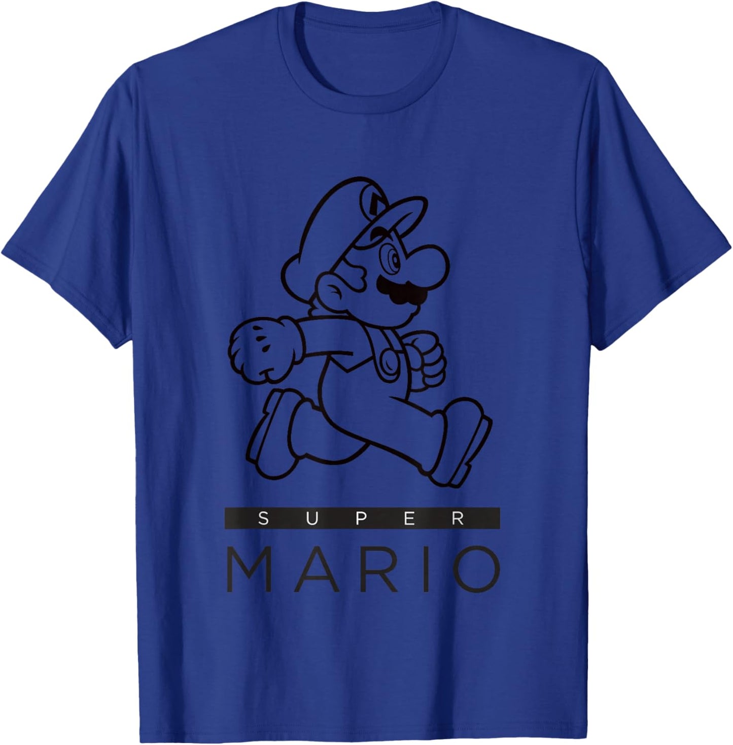 Super Mario Bros Vintage Running Mario Simple Portrait T-Shirt - T-Shirt | Royal