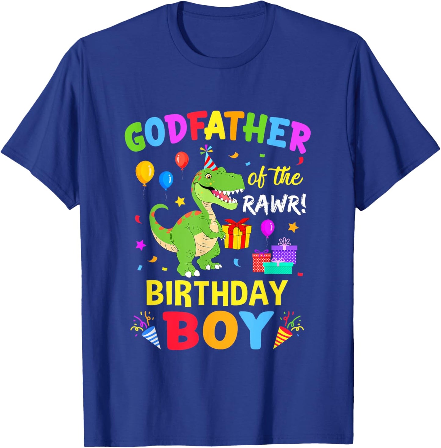 Godfather Of The Birthday Boy T-Rex Funny Dinosaur Boy Party T-Shirt - T-Shirt | Royal