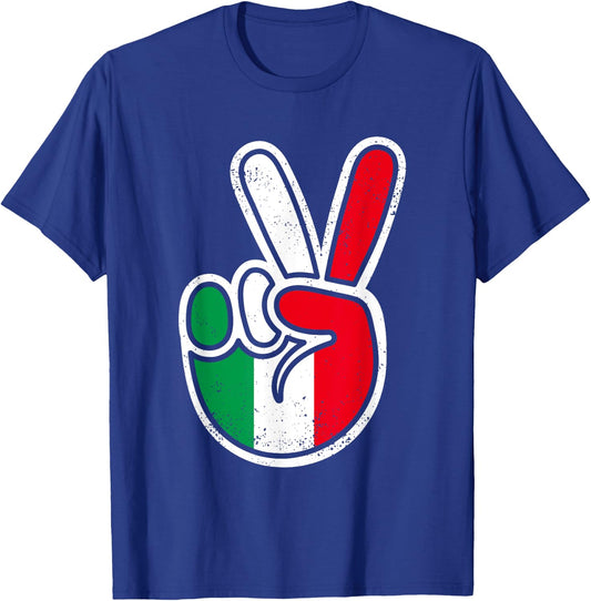 Italy Flag Peace Sign Retro Funny Italian Boys Toddler T-Shirt - T-Shirt | Royal