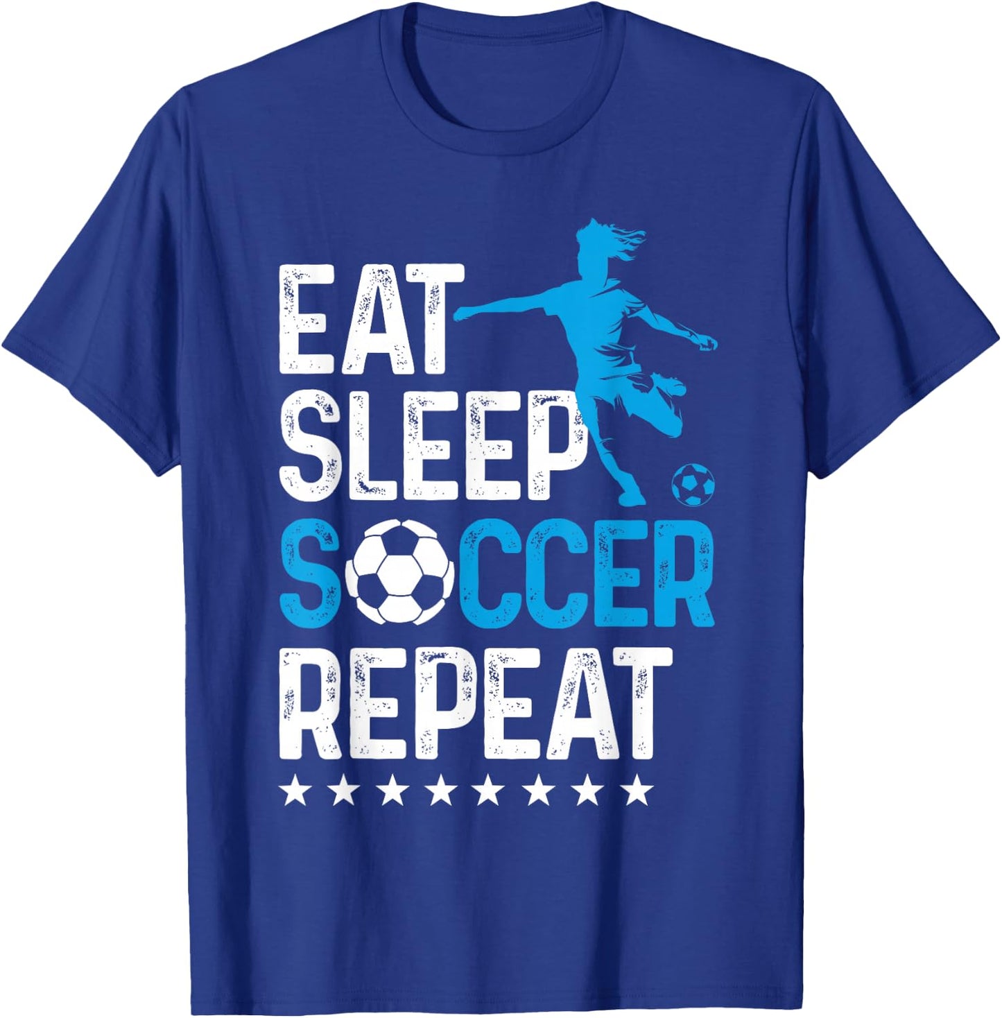 Eat Sleep Soccer Repeat, Teen Girls Kids Women T-Shirt - T-Shirt | Royal