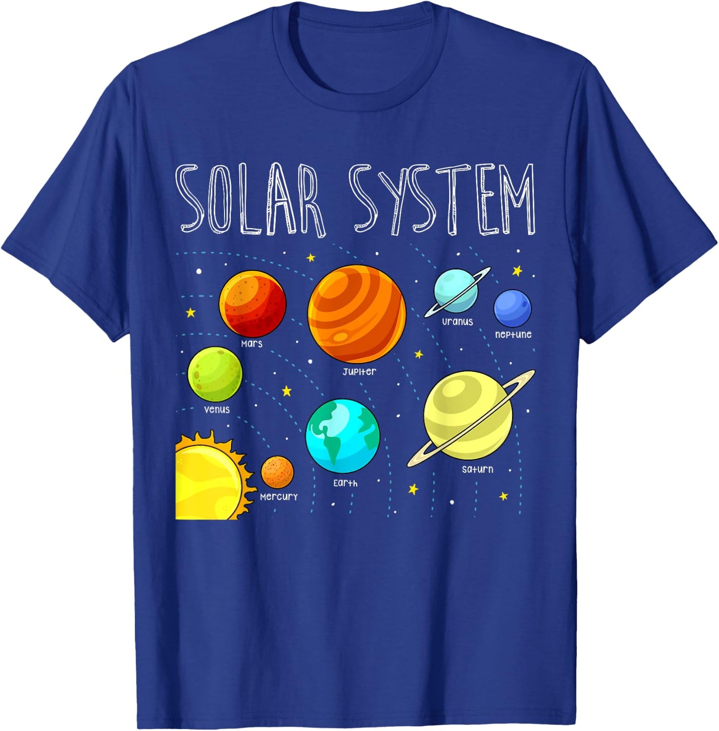 Kids Solar Systems Cute Planets Space Science Teacher School T-Shirt - T-Shirt | Royal