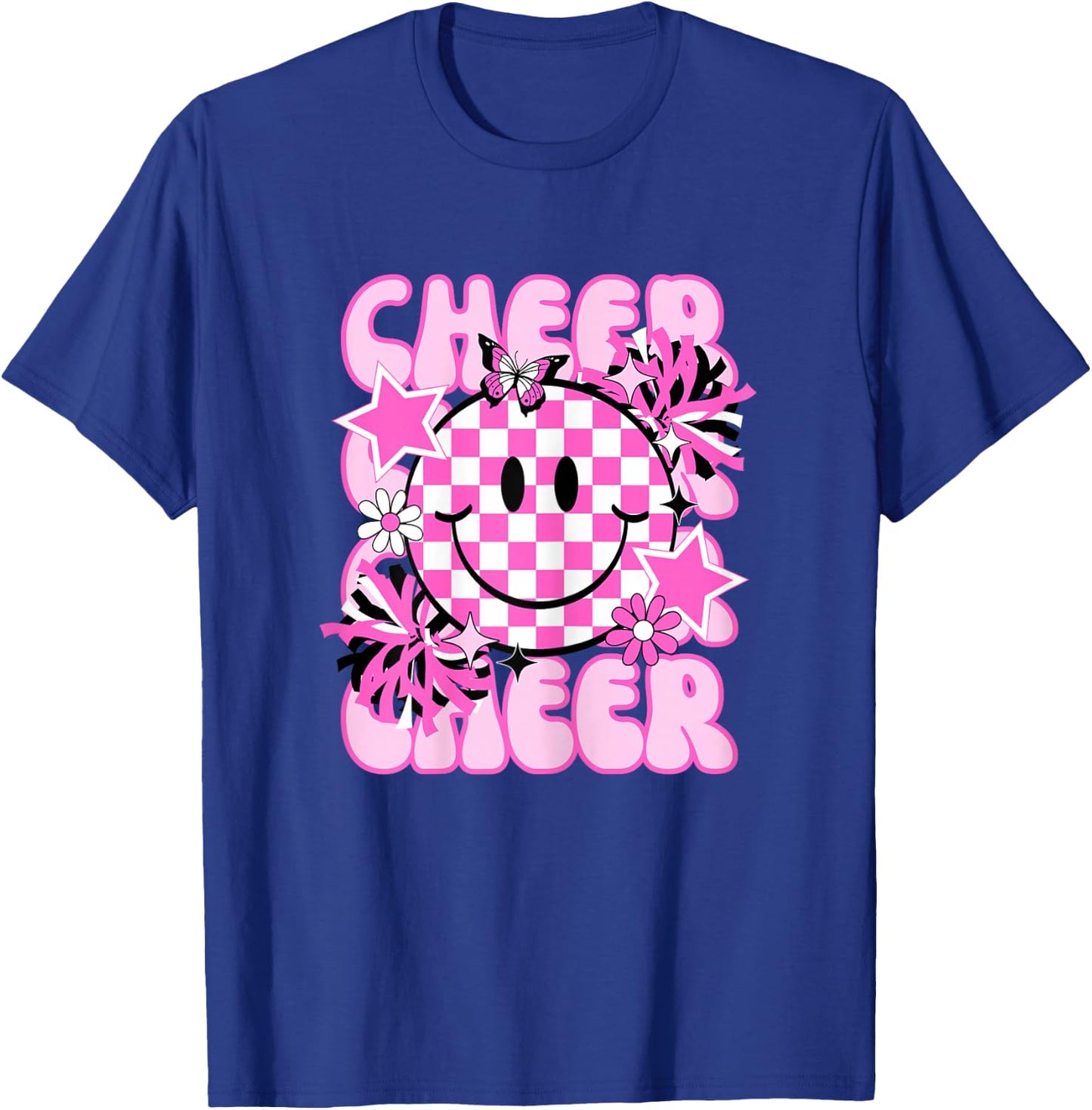 Cute Retro Happy Cheer Cheerleader Tumbling T-Shirt - T-Shirt | Royal