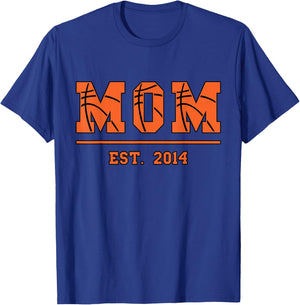 Mom Est. 2014 Funny Sports Year Established Mother Retro T-Shirt - T-Shirt | Royal