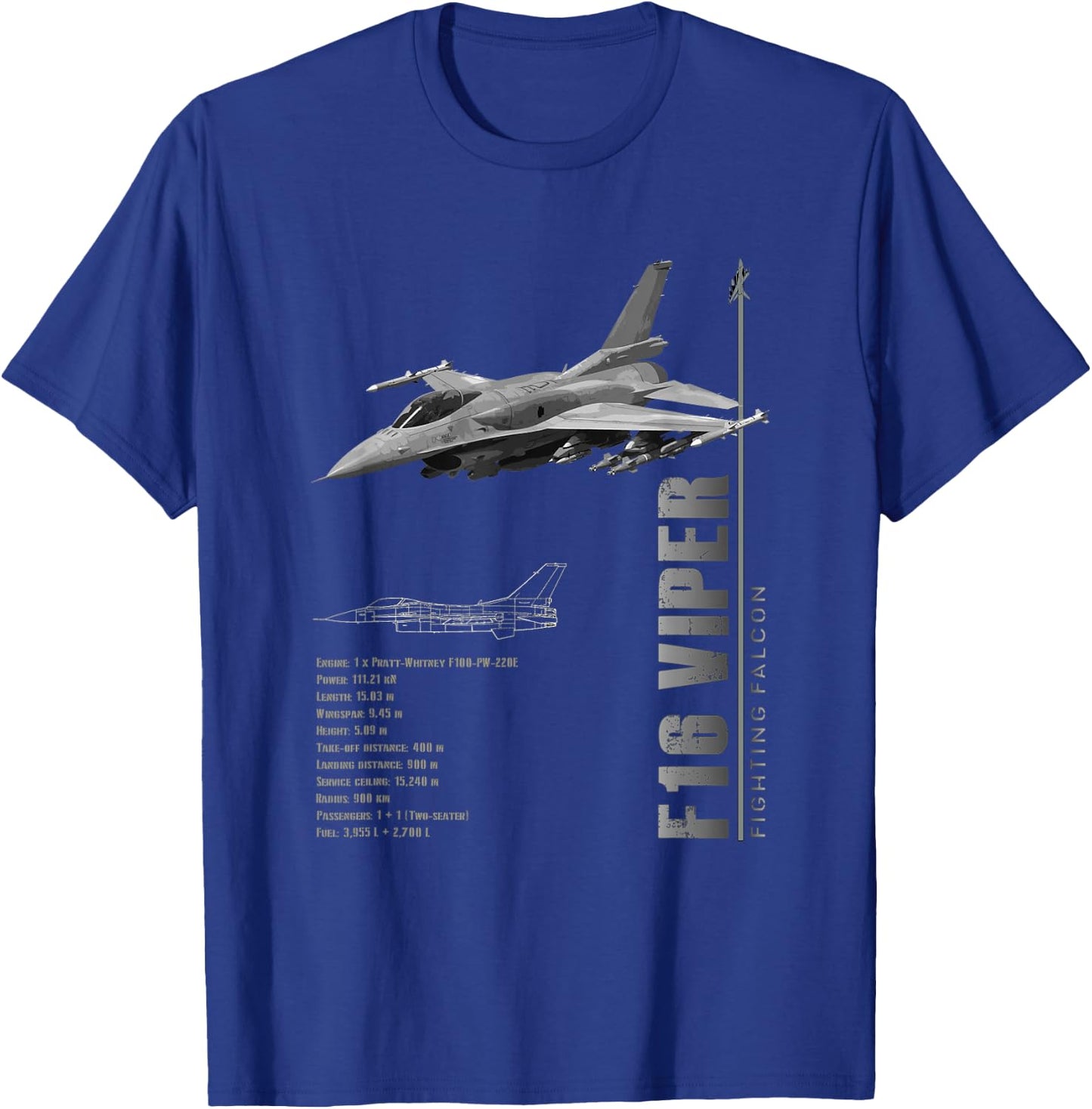 F-16 Viper Fighting Falcon Jet Fighters-Spec T-Shirt - T-Shirt | Royal