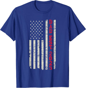 Patriotic Dad Est 2025 First Time Dad US Flag Dad 2025 T-Shirt - T-Shirt | Royal