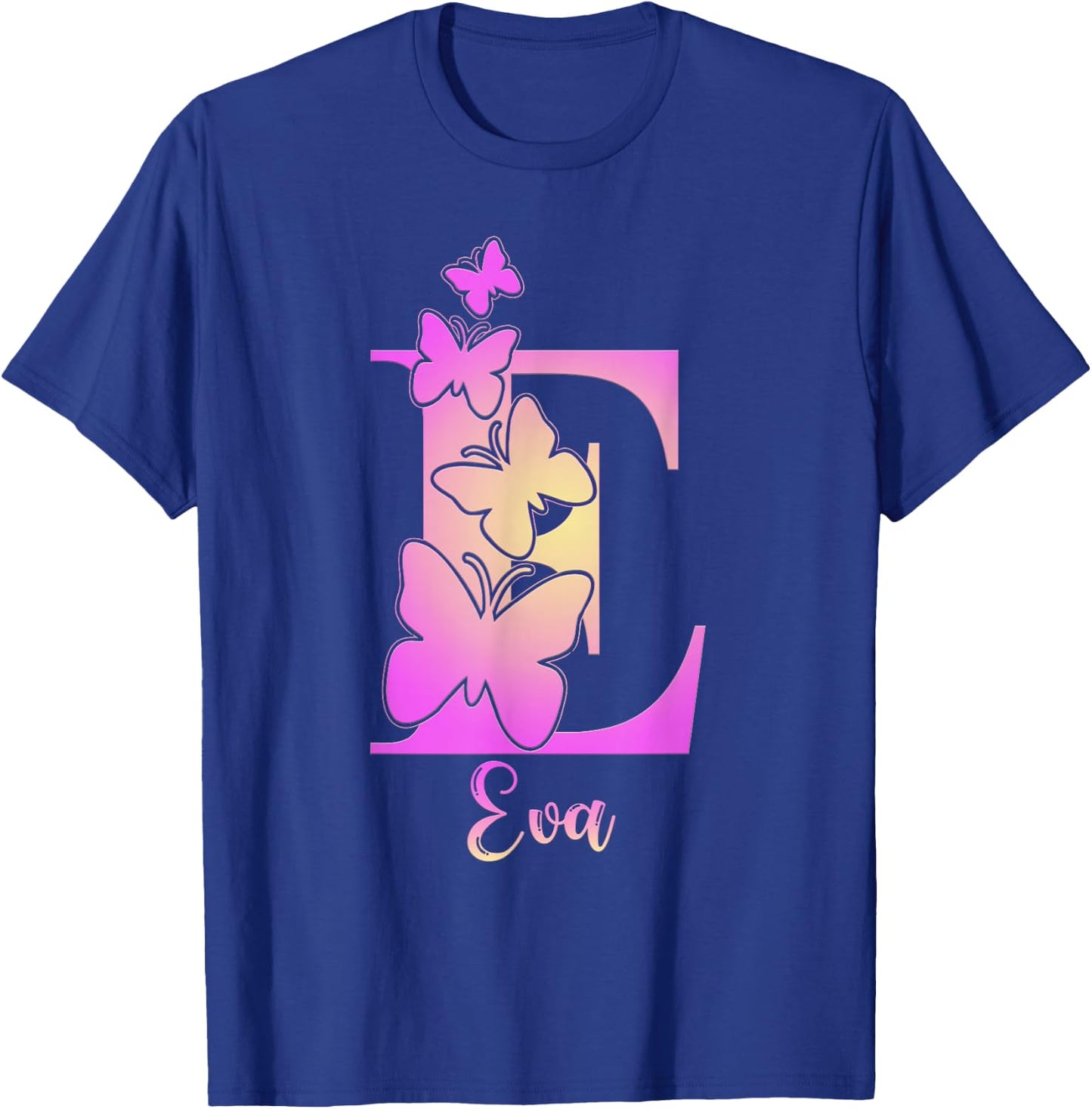 Eva, cute personalized butterfly custom kids girls name T-Shirt - T-Shirt | Royal