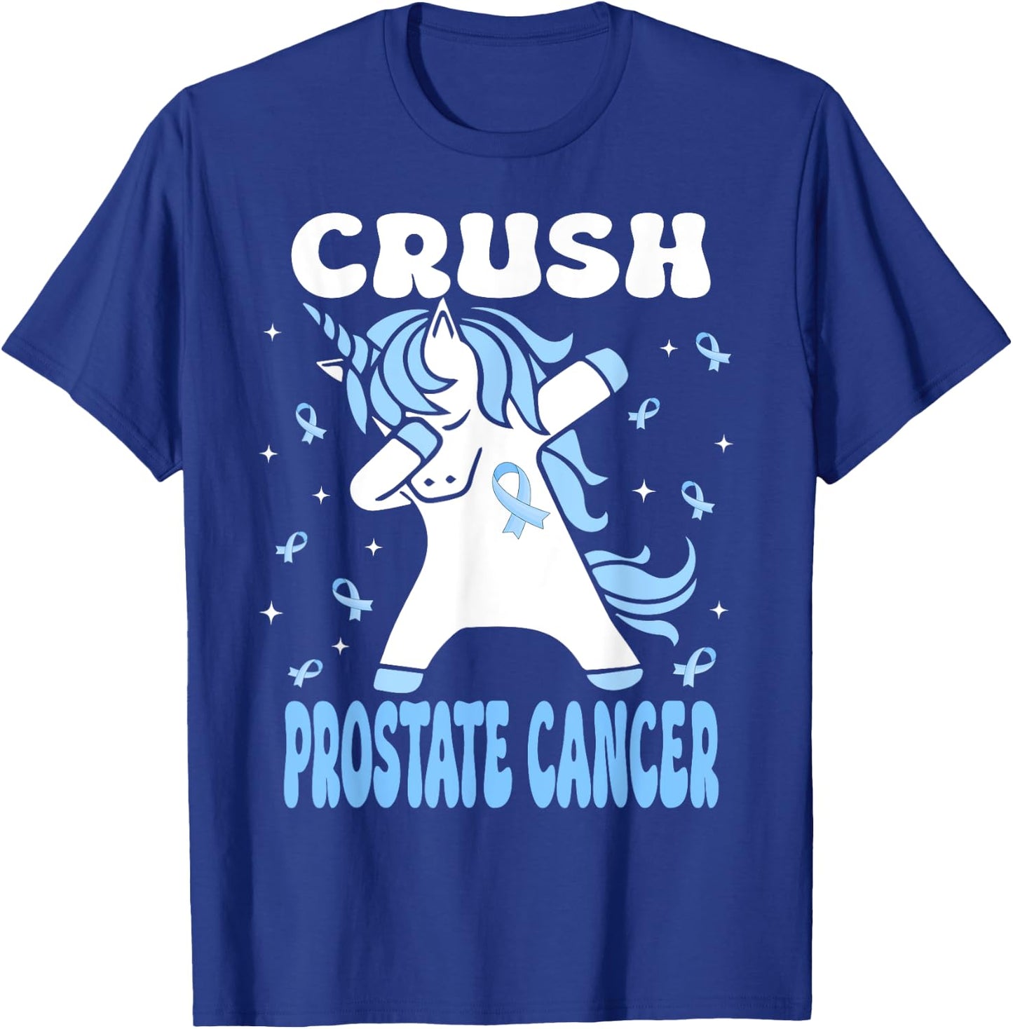 Dabbing Unicorn Crush Prostate Cancer Blue Ribbon T-Shirt - T-Shirt | Royal