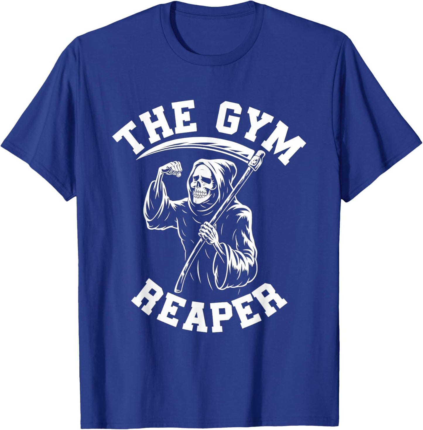 Funny Gym Reaper Skeleton Fitness Workout Halloween Costume T-Shirt - T-Shirt | Royal