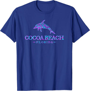 Cocoa Beach Florida Colorful Dolphin Vacation Souvenir T-Shirt - T-Shirt | Royal