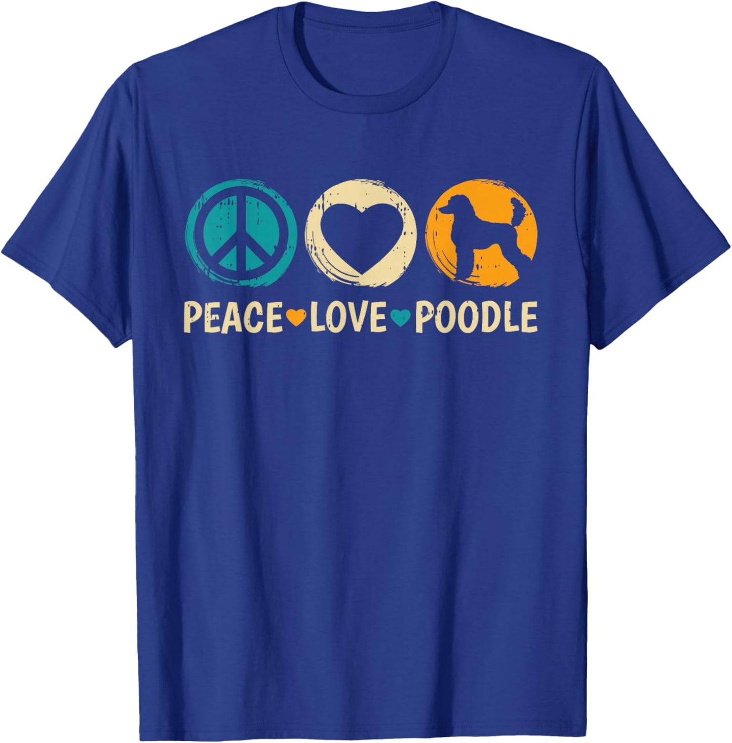 Peace Love Poodle Dog Retro Puppy Lover Owner Groomer T-Shirt - T-Shirt | Royal