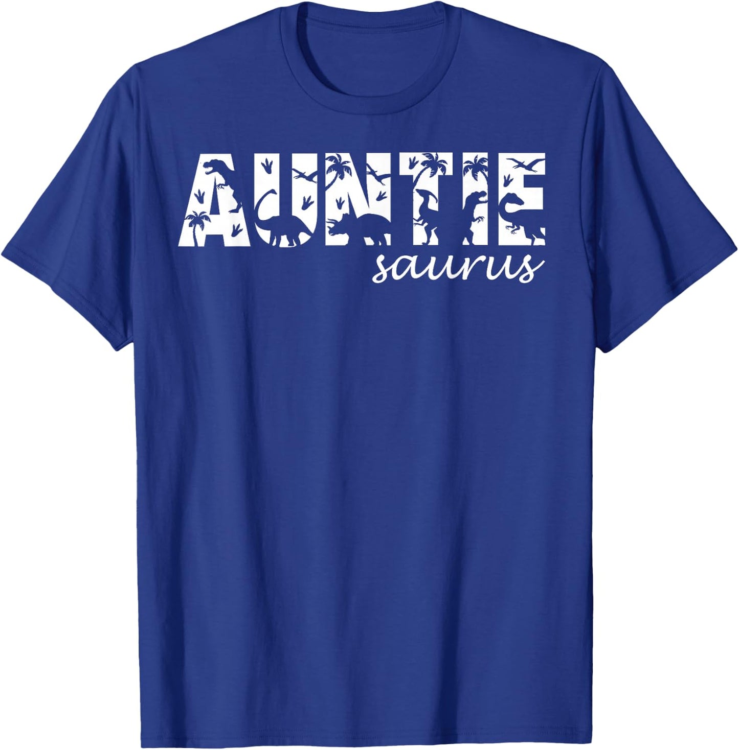 Auntiesaurus T Rex Dinosaur Auntie Saurus Family Matching T-Shirt - T-Shirt | Royal