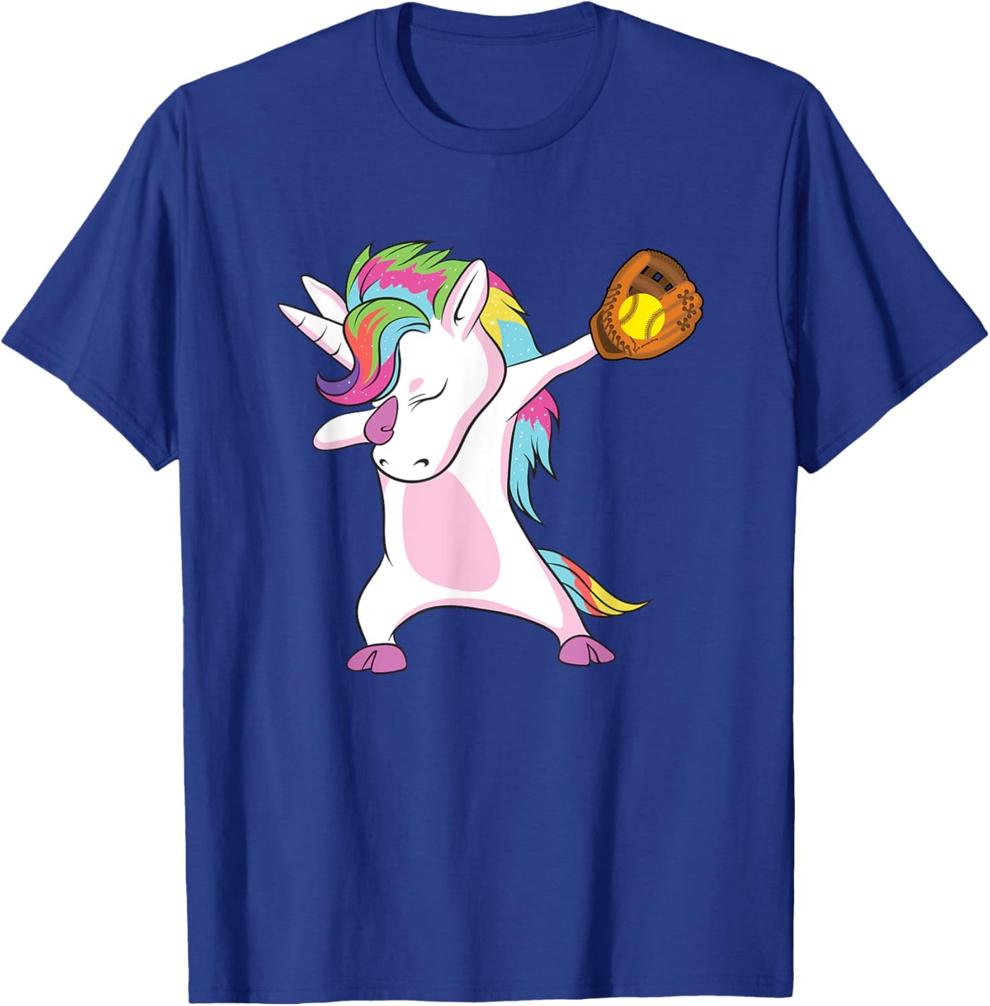 Softball Player Dabbing Unicorn T-Shirt - T-Shirt | Royal