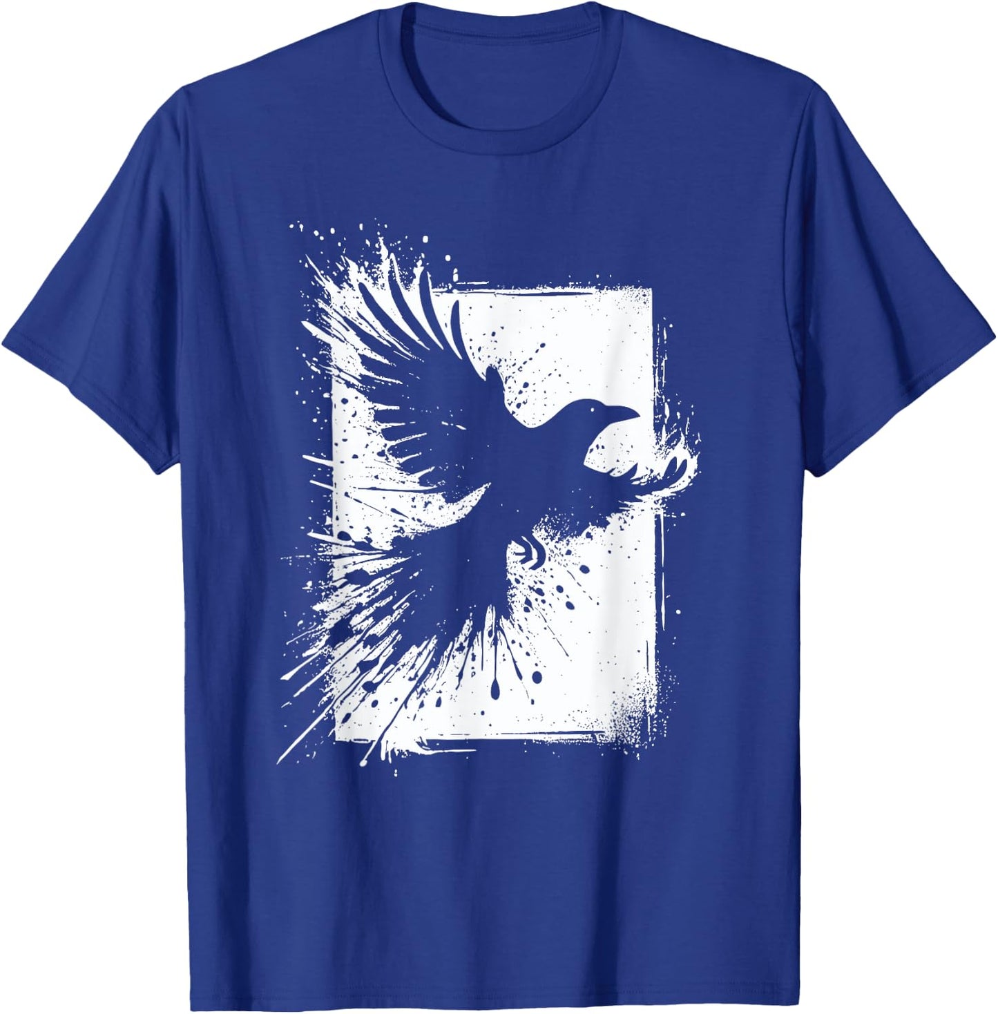 Black Crow Raven Bird Silhouette Splash T-Shirt - T-Shirt | Royal