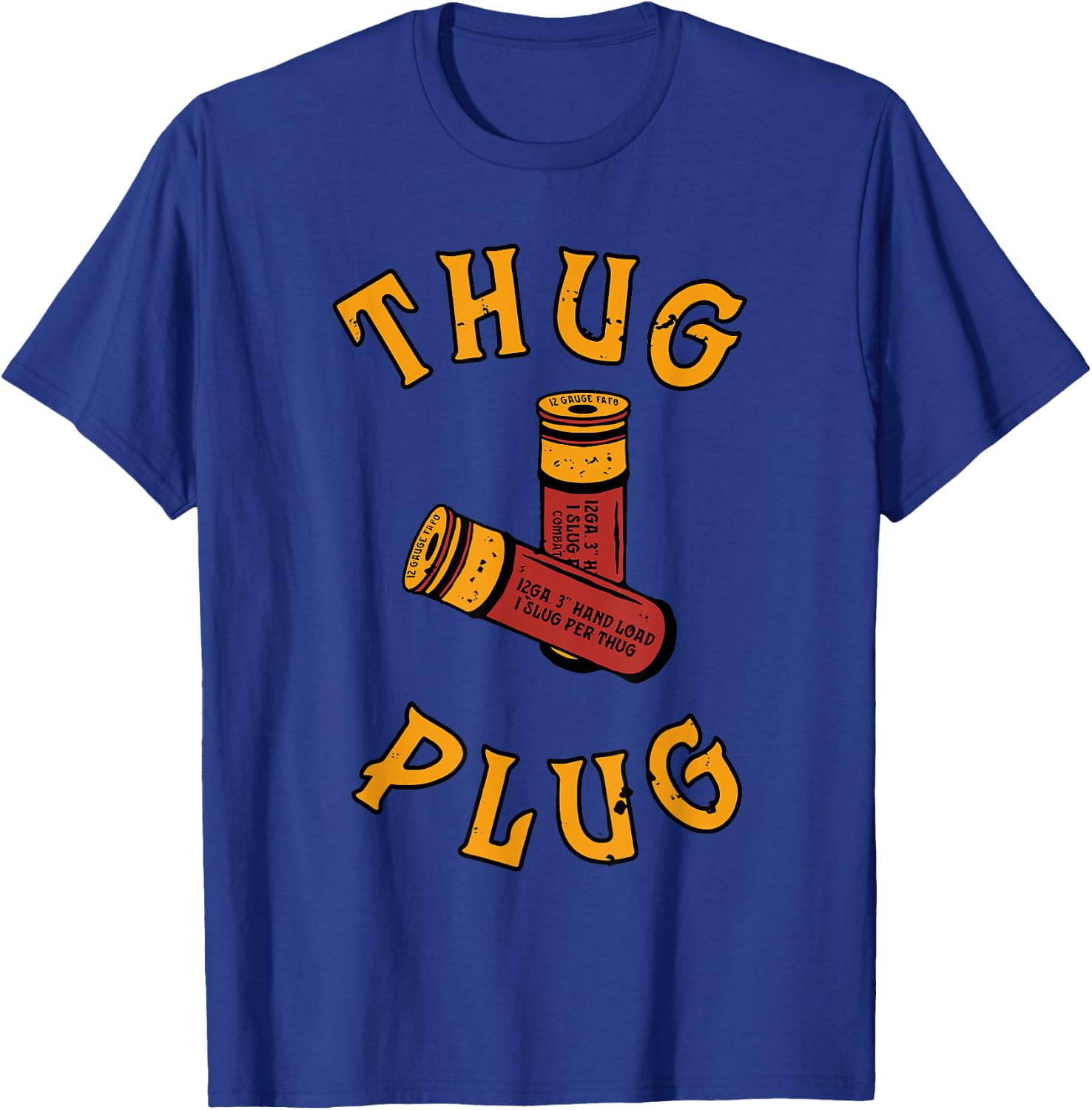 THUG PLUG Black -Adults Cotton 85% Polyester 15% Casual Humorous Modern U-Neck Short Sleeve T-Shirt - T-Shirt | Royal