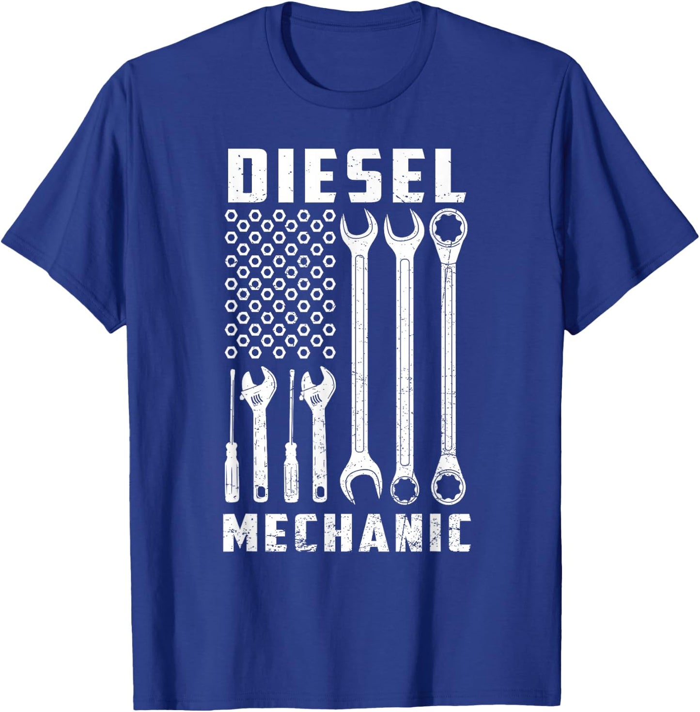 Patriotic Diesel Mechanic Tools Flag American USA T-Shirt - T-Shirt | Royal