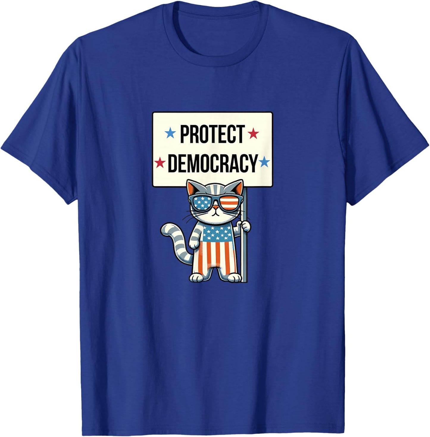 Protect Democracy - Patriotic Cat T-Shirt - T-Shirt | Royal