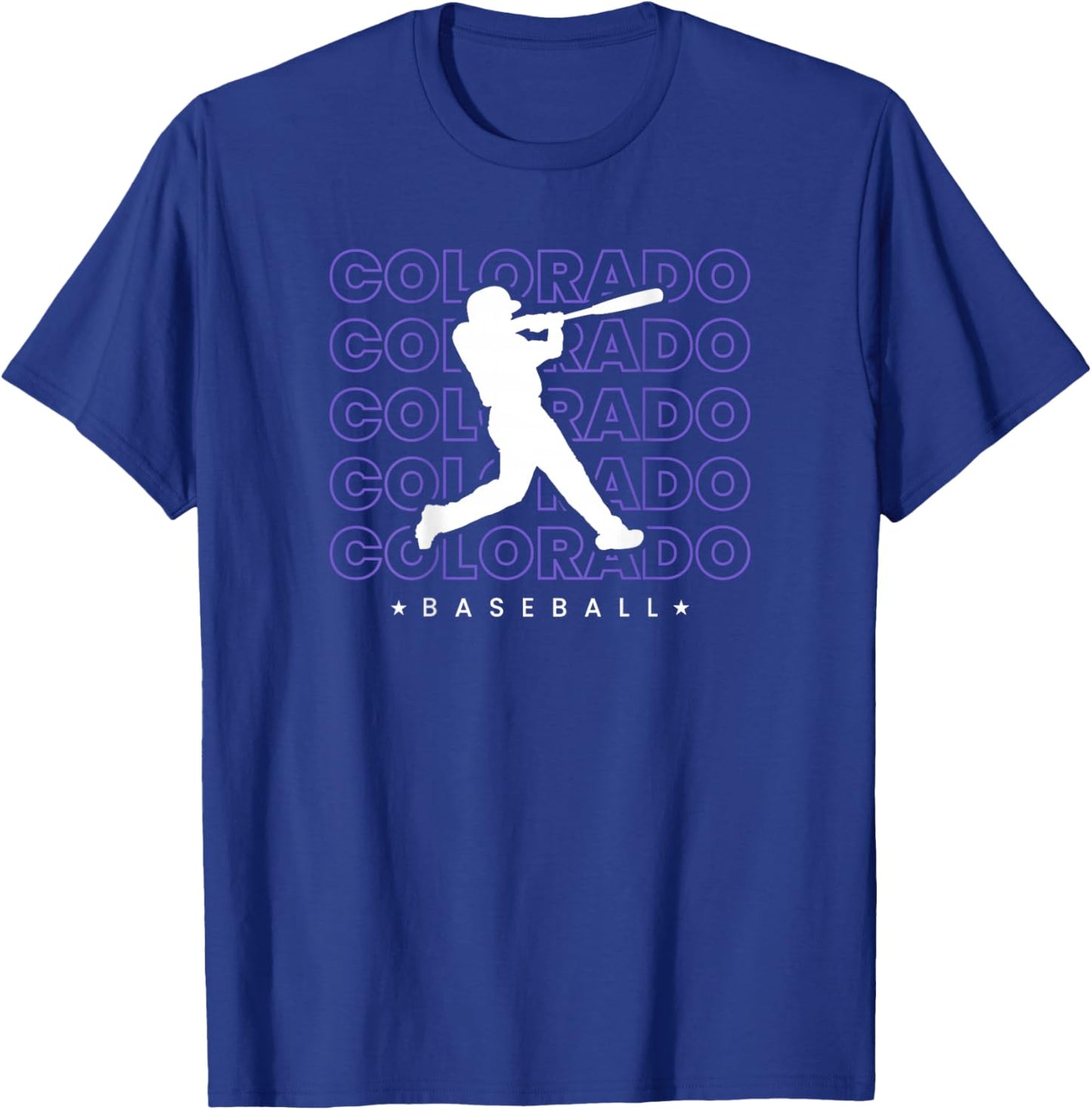 Colorado Baseball Backprint Retro Minimalist Baseball Lover T-Shirt - T-Shirt | Royal