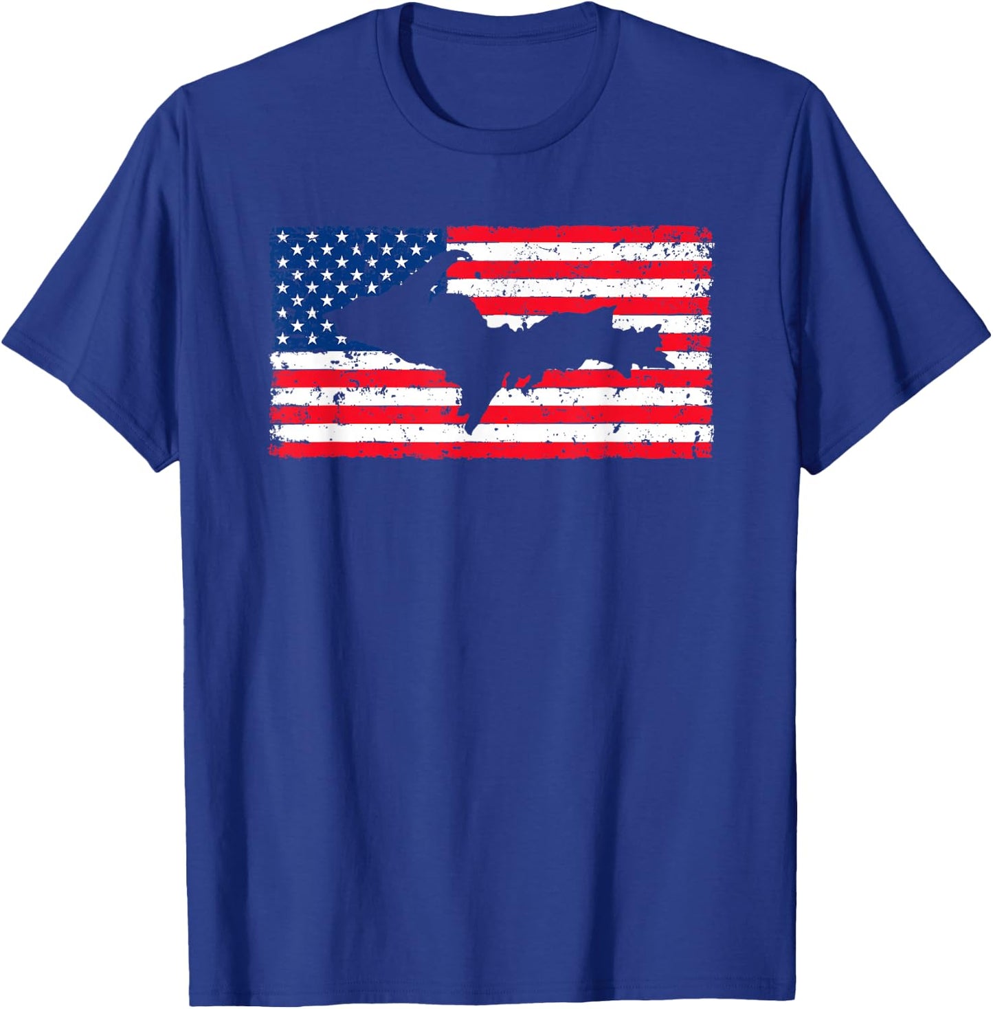 Yooper Patriotic Upper Peninsula Michigan American Flag USA T-Shirt - T-Shirt | Royal