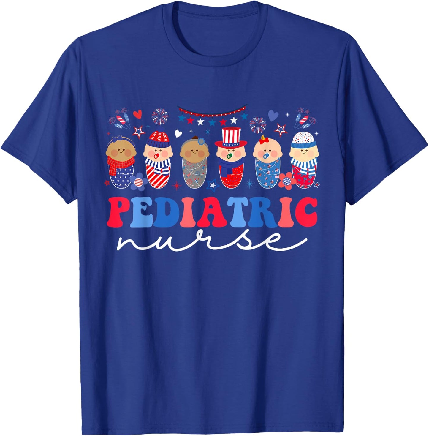 Peds Nurse 4th Of July American Pediatric Nursing T-Shirt - T-Shirt | Royal
