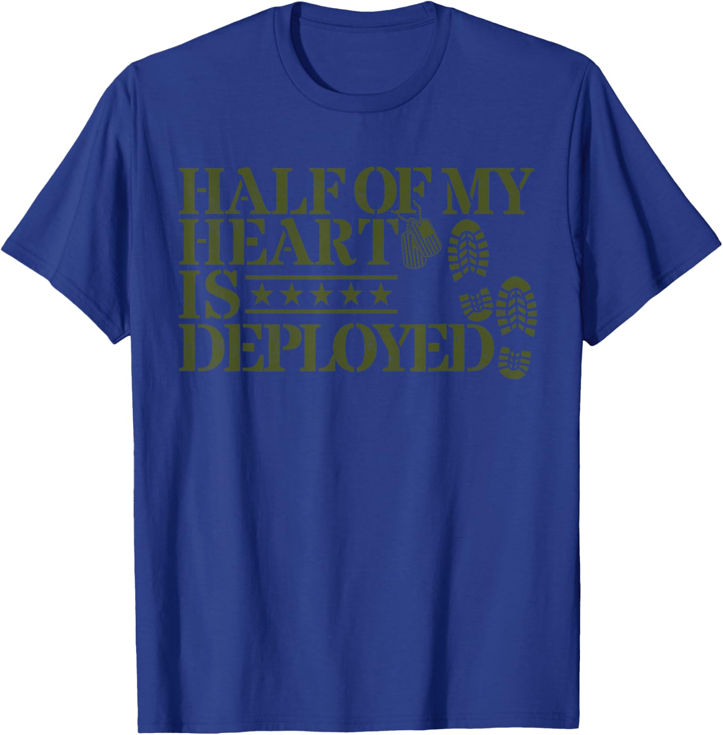Half Of My Heart Is Deployed Husband Wife Deployment Gifts T-Shirt - T-Shirt | Royal