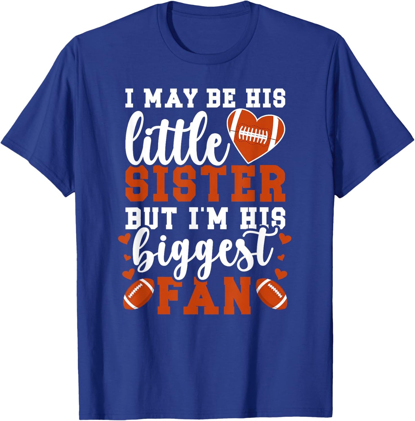 Little Sister Football Sister Of A Football Player T-Shirt - T-Shirt | Royal