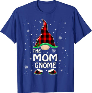 Mom Gnome Buffalo Plaid Matching Family Christmas Pajama T-Shirt - T-Shirt | Royal