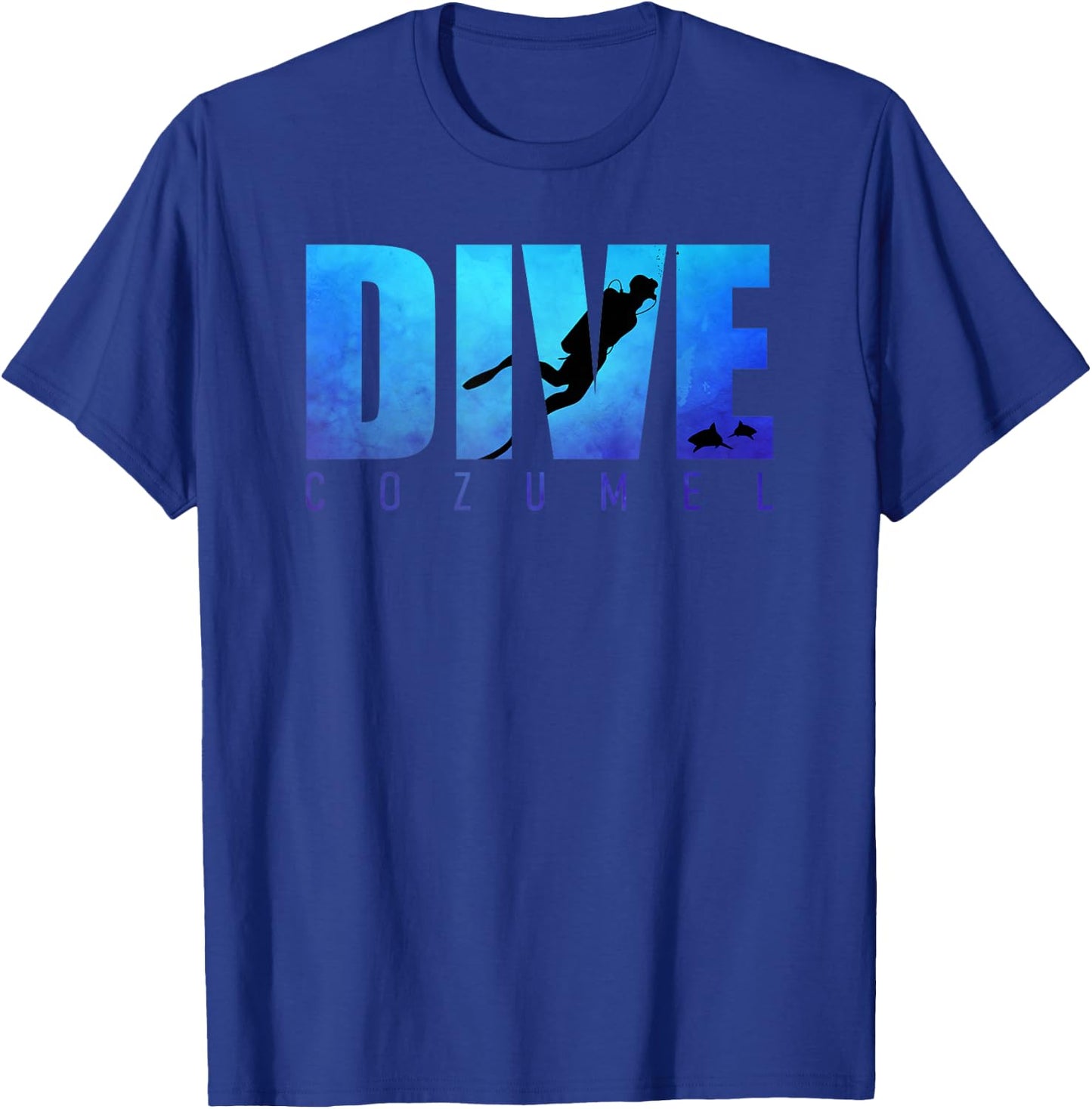 Dive Cozumel Mexico Diving Trip Scuba Diver Sharks Graphic T-Shirt - T-Shirt | Royal