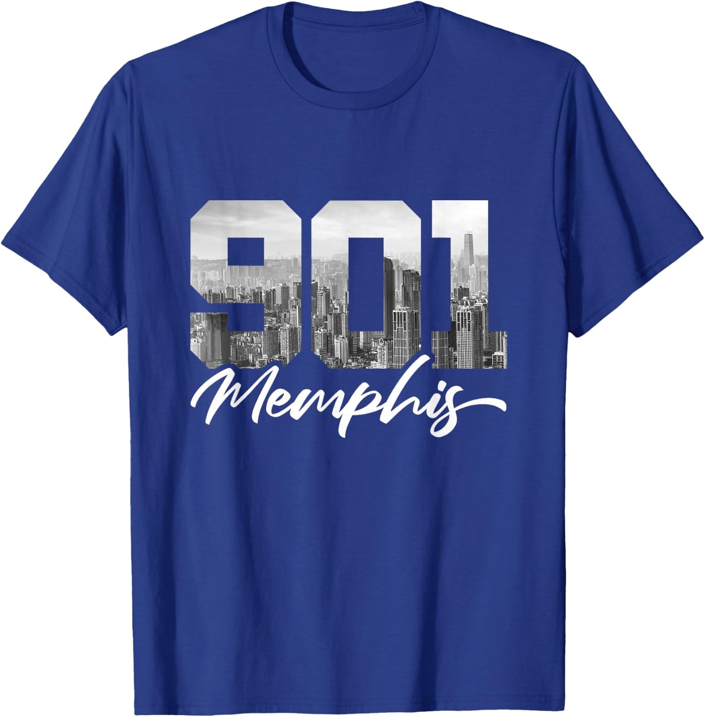 901 Memphis Area Code Tennessee Memphis City Skyline T-Shirt - T-Shirt | Royal